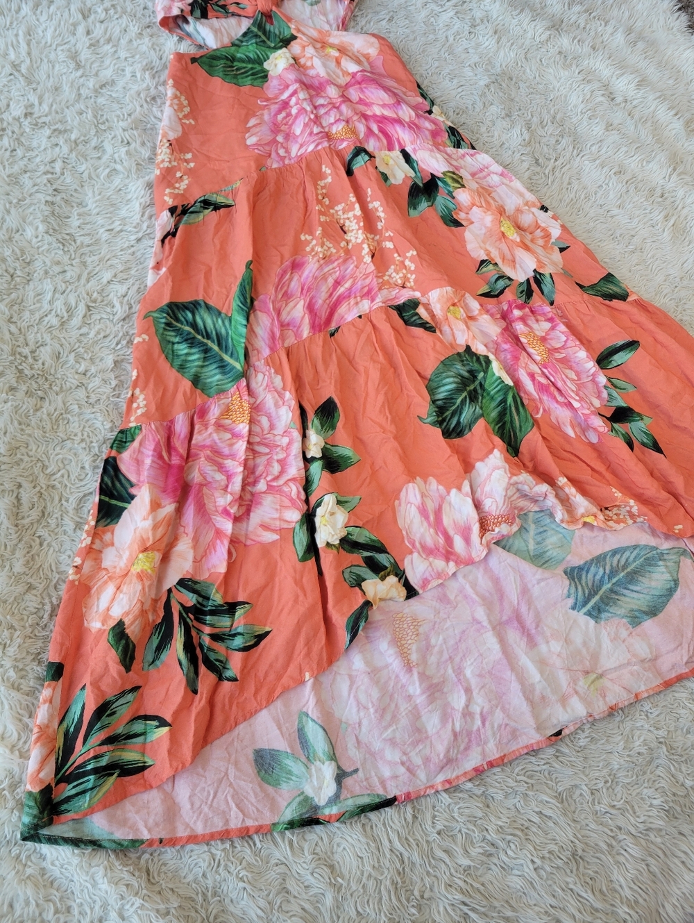 Farm Rio Floral Colorful Cut Out Dress High Low Size Small - Picture 5 of 10